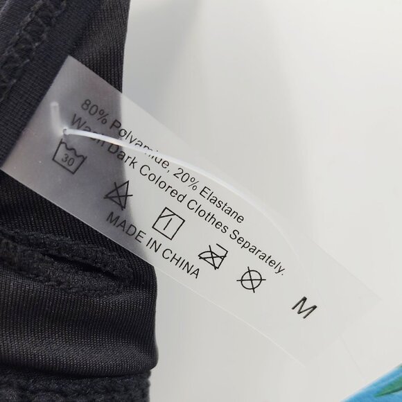 Black Bikini Set With Adjustable Swimsuit Triangle Top Tie-Side Bottoms Size M - Picture 5 of 6